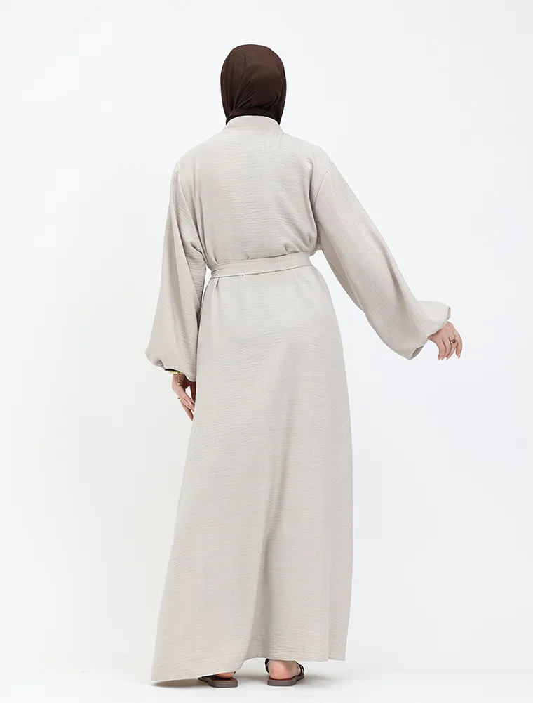 Stone Linen Feel Nehru Collar Maxi
